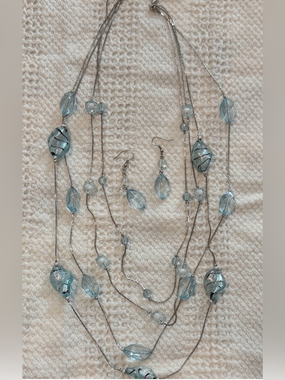 Elegant Silver & Blue Jewelry Set 💙✨ Sophisticated Necklace Earrings Accessory